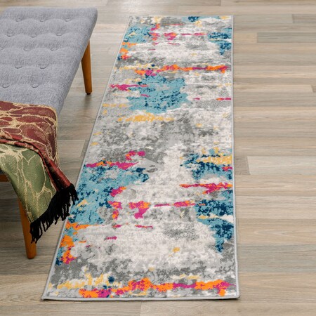 World Rug Gallery Sky Collection Modern Abstract Runner Rug 2'x7' Multi 233MULTI2X7